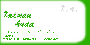 kalman anda business card